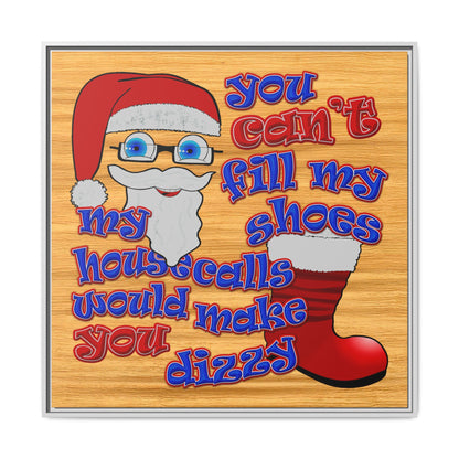 santa's shoes - framed canvas art (butterscotch wood finish)