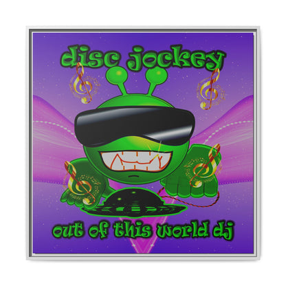 disc jockey - framed canvas art (purple-pink wave)
