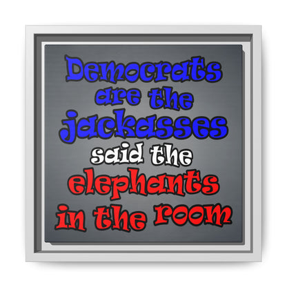 donkeys and elephants - framed canvas art (grey-light grey)