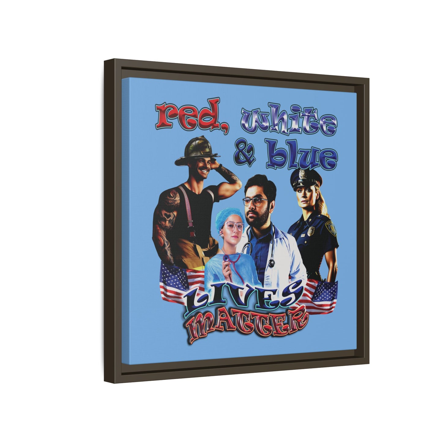 rw&b lives matter - framed canvas art (light blue)