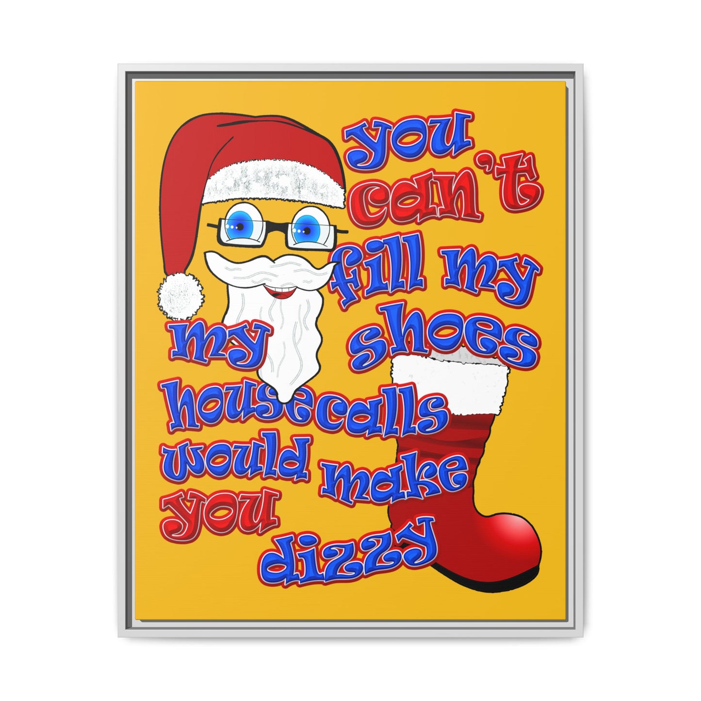 santa's shoes - framed canvas art (yellow)