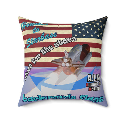 shoot for the stars - Spun Polyester Square Pillow - (light blue-pink wave)
