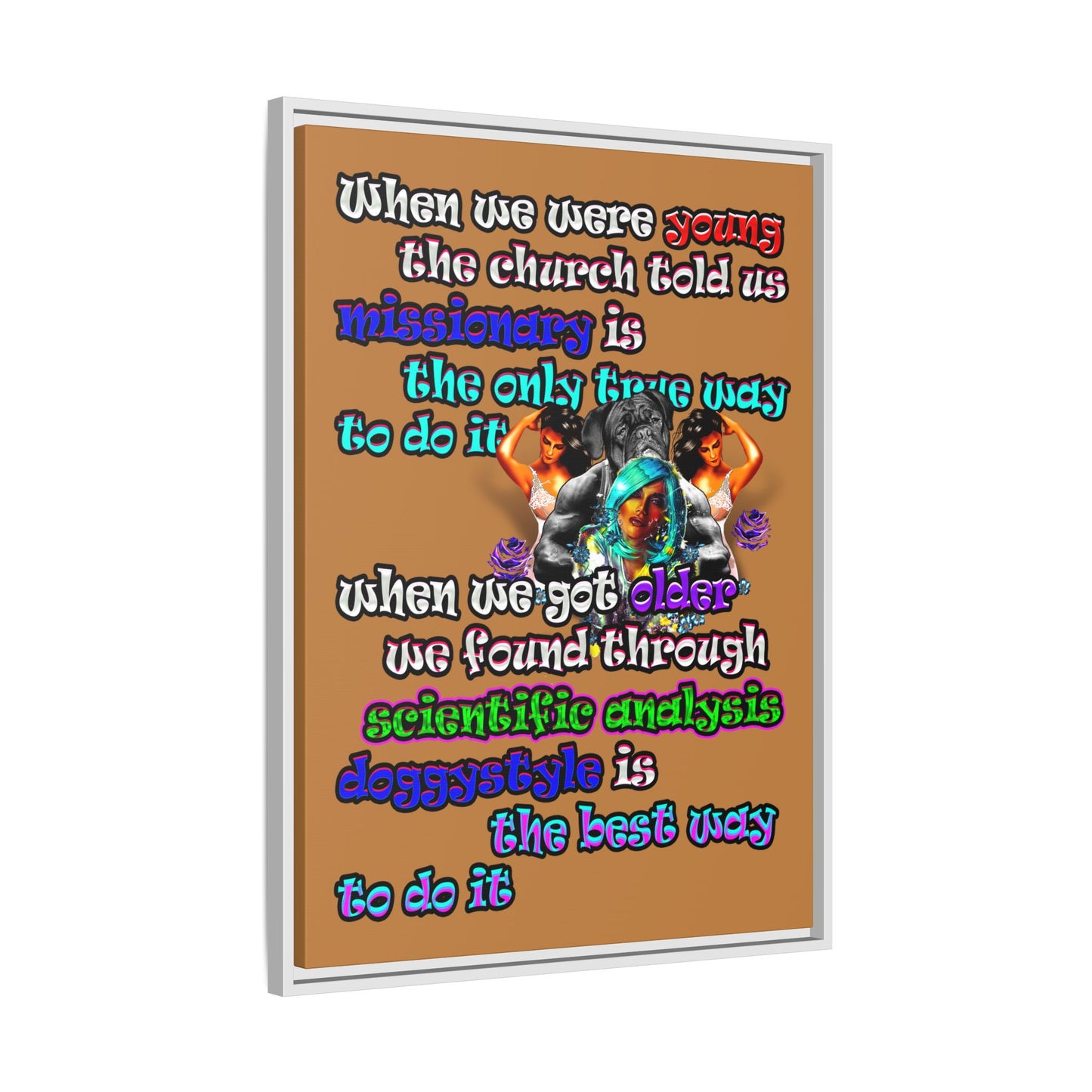 doggystyle - framed canvas art (light brown)