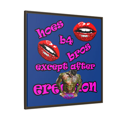 hoes b4 bros - framed canvas art (dark blue)