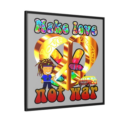 love peace - framed canvas art (light grey)