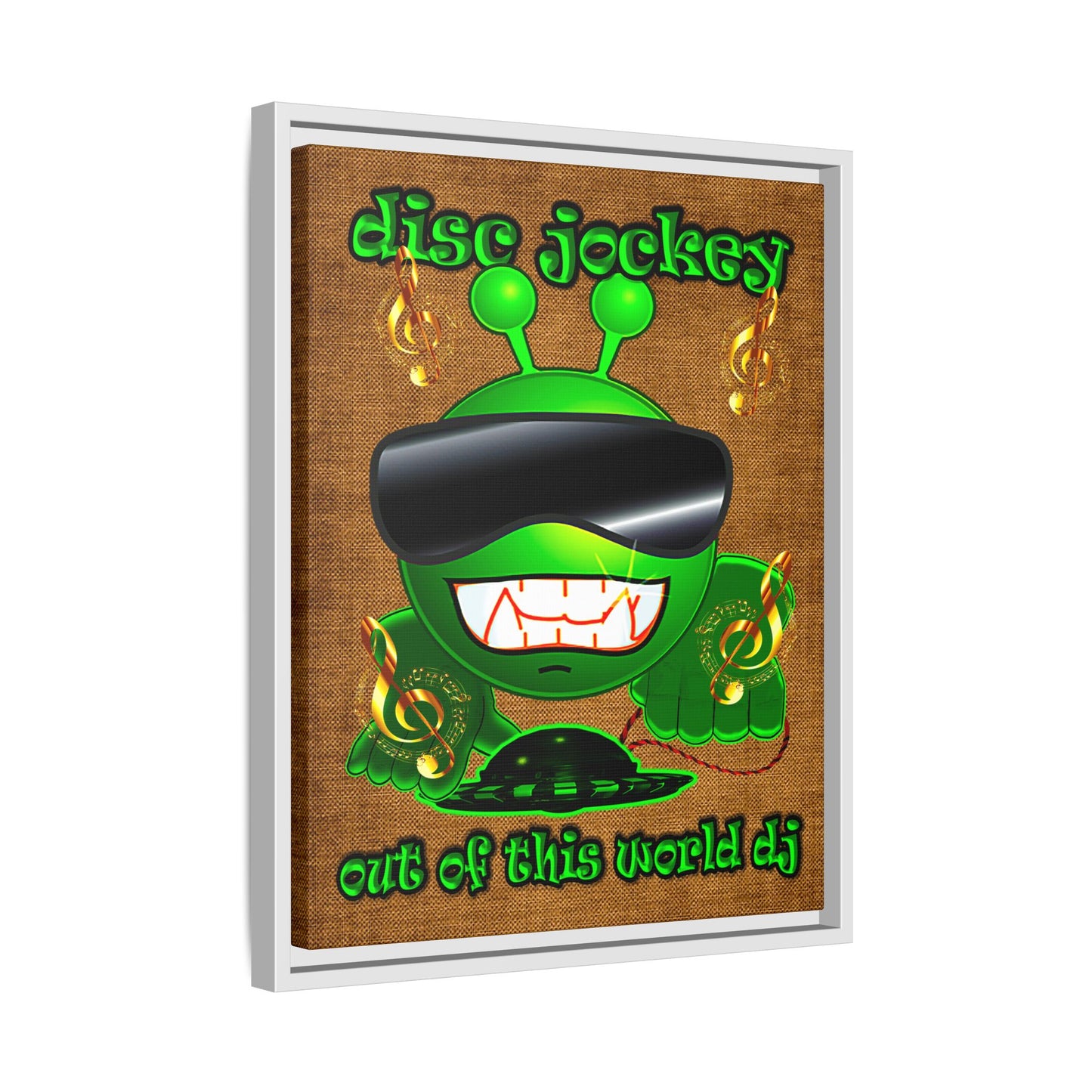 disc jockey - framed canvas art (brown papyrus)