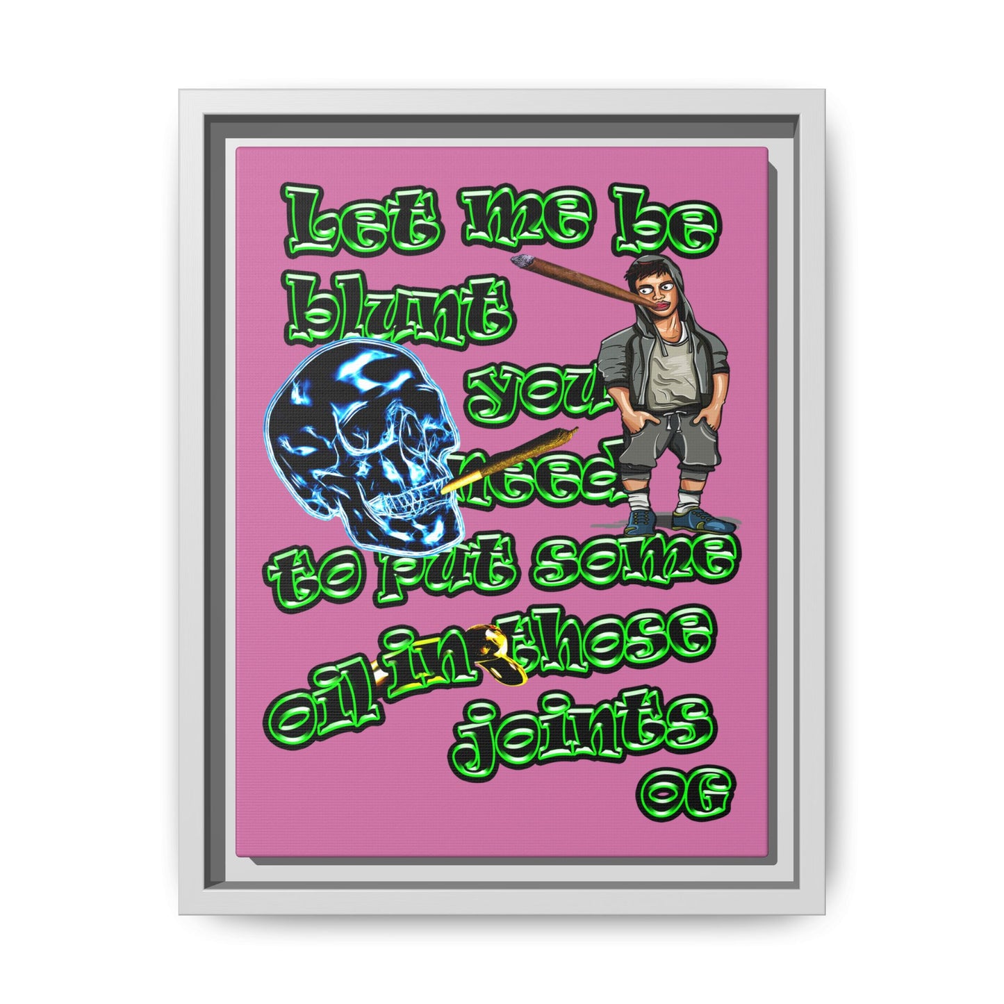 og - framed canvas art (light pink)