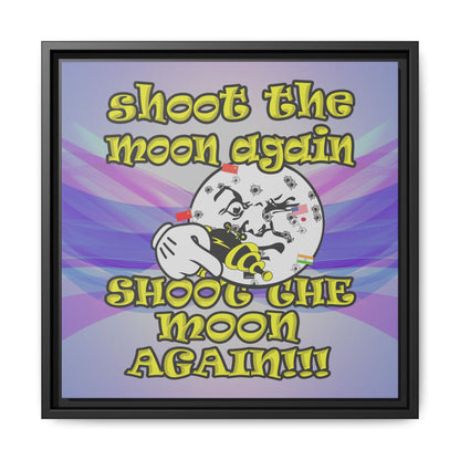 shoot the moon again - framed canvas art (light blue-pink wave)