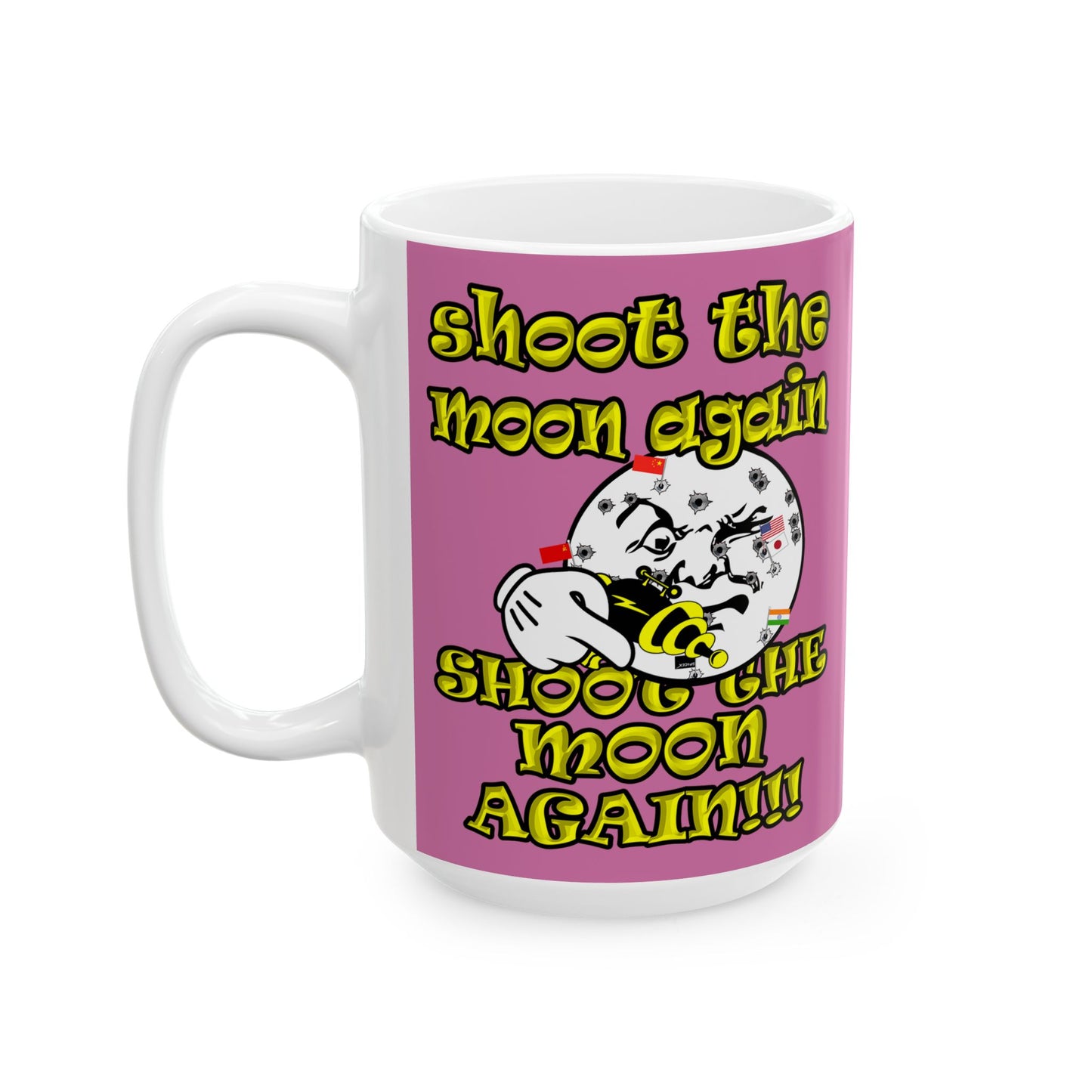 shoot the moon again - White Mug (light pink)