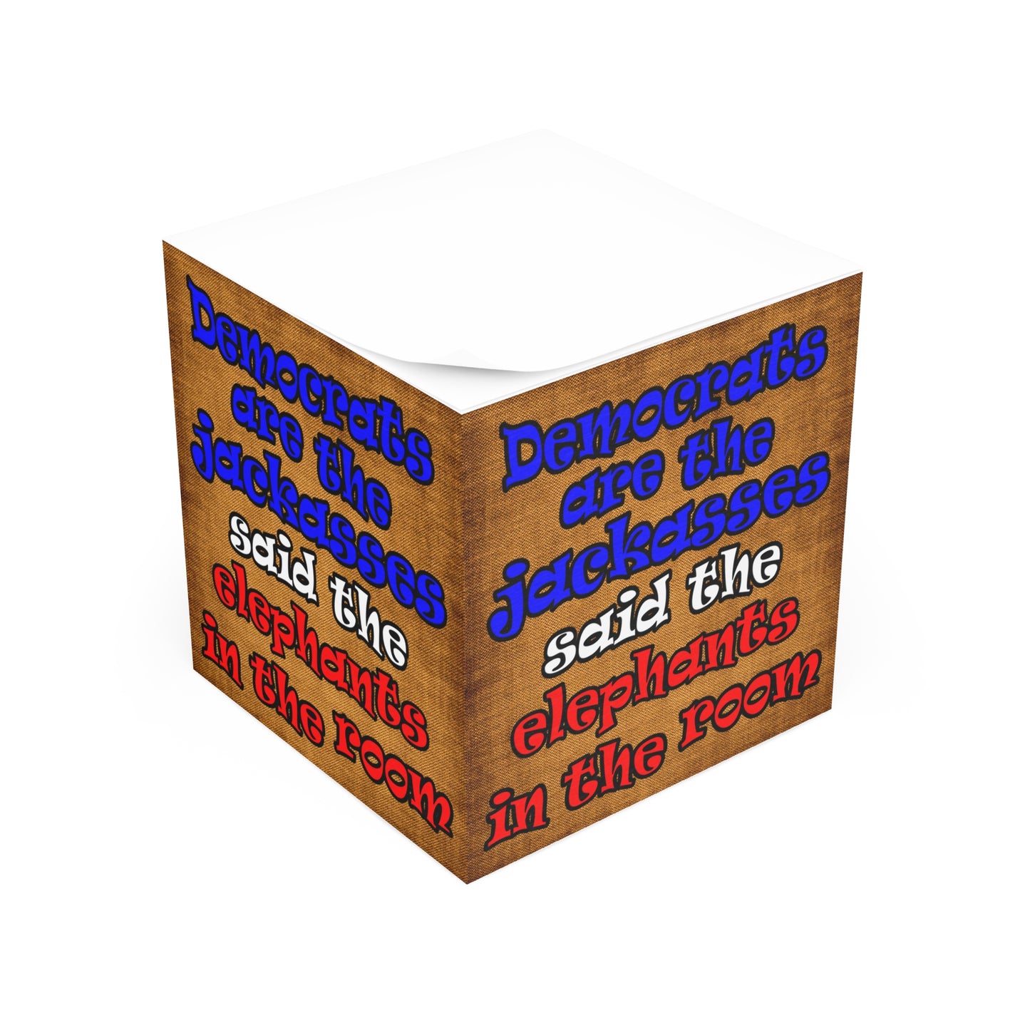 donkeys and elephants - note cube (brown papyrus)