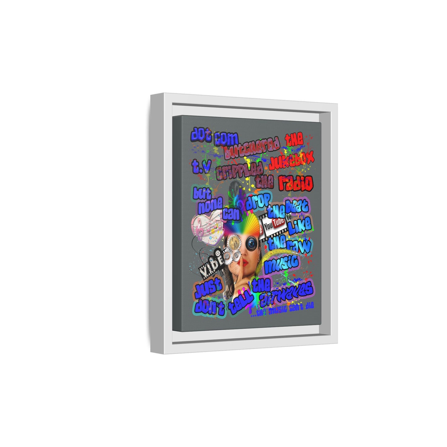 drop the beat - framed canvas art (dark grey)