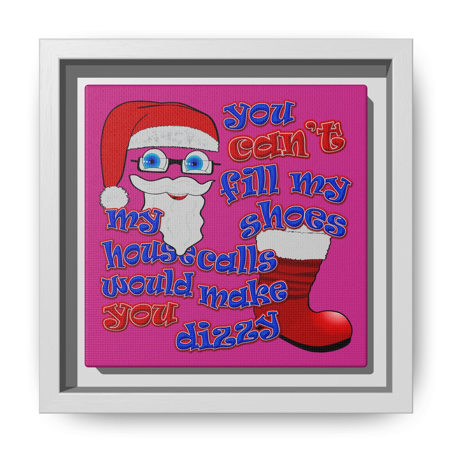 santa's shoes - framed canvas art (pink)