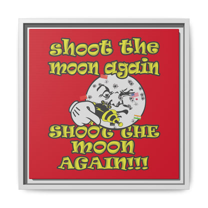 shoot the moon again - framed canvas art (dark red)