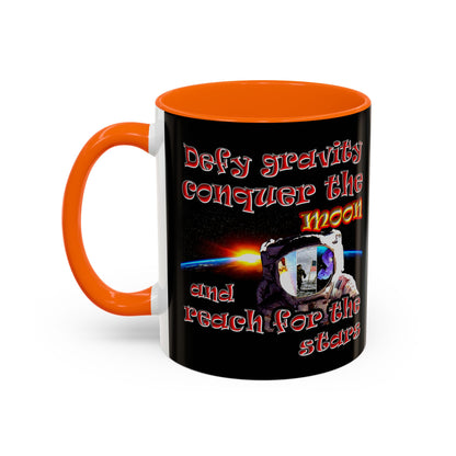 defy conquer reach - Accent Mug (black)