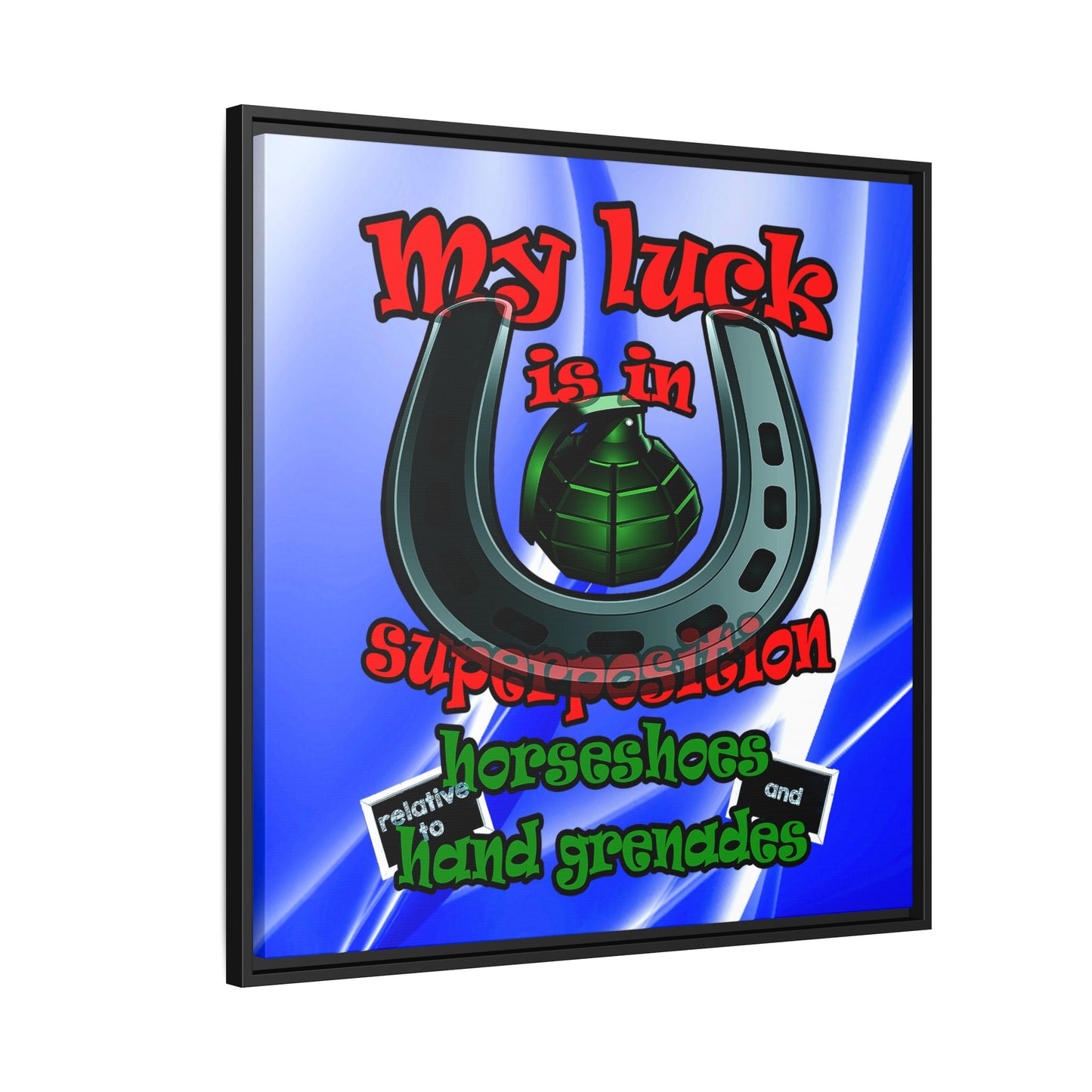 my luck - framed canvas art (blue-white wave)