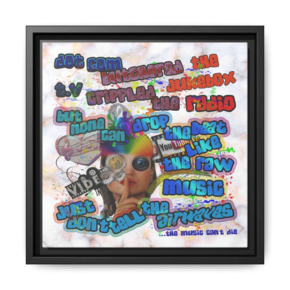drop the beat - framed canvas art (white marble)