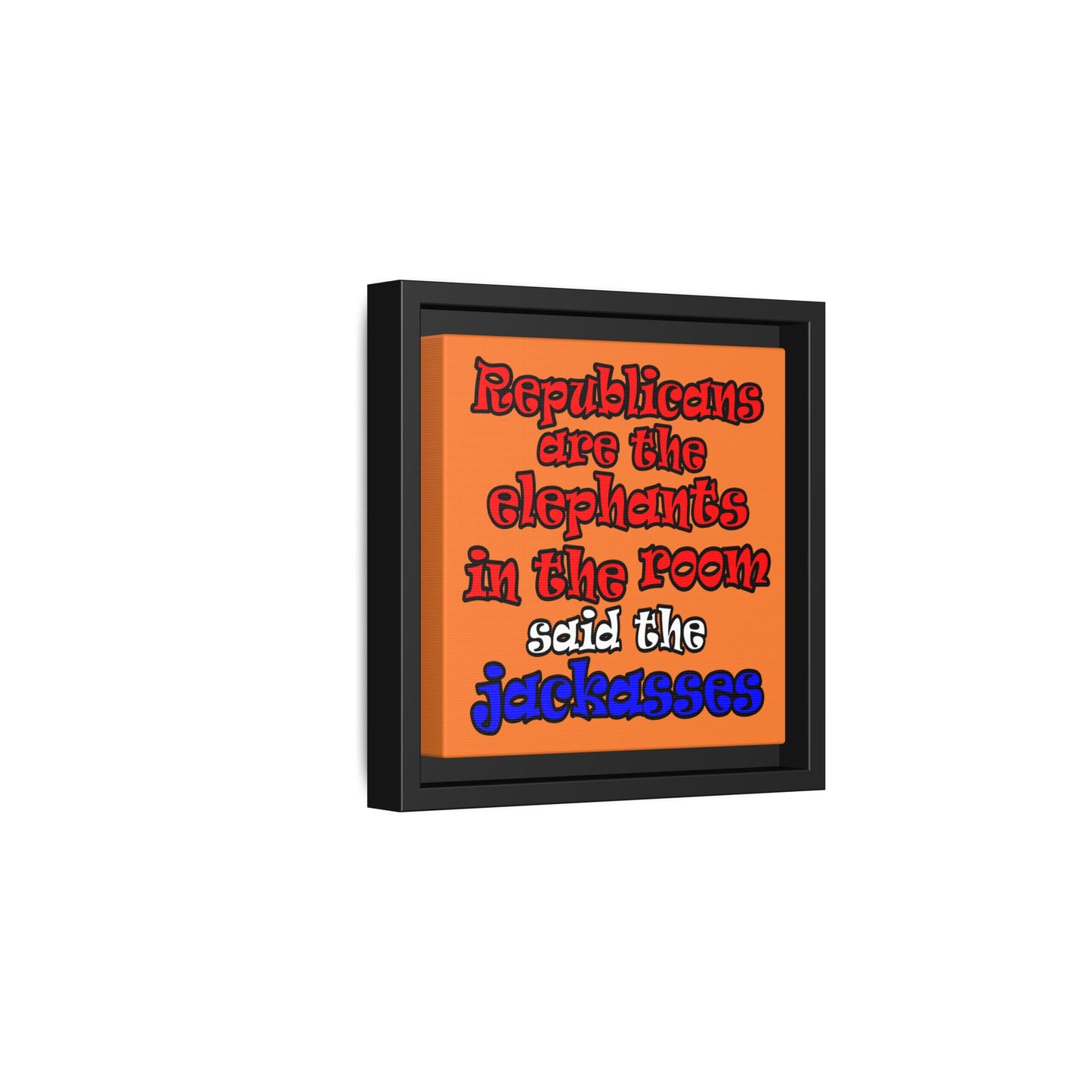 donkeys and elephants - framed canvas art (crusta)