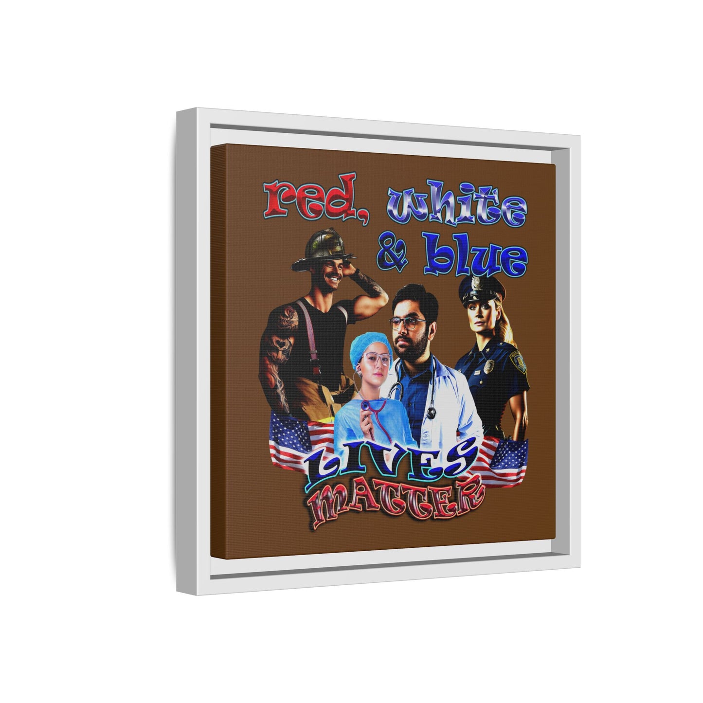 rw&b lives matter - framed canvas art (brown)