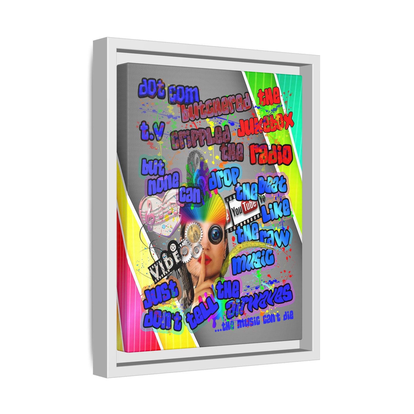 drop the beat - framed canvas art (rainbow split)