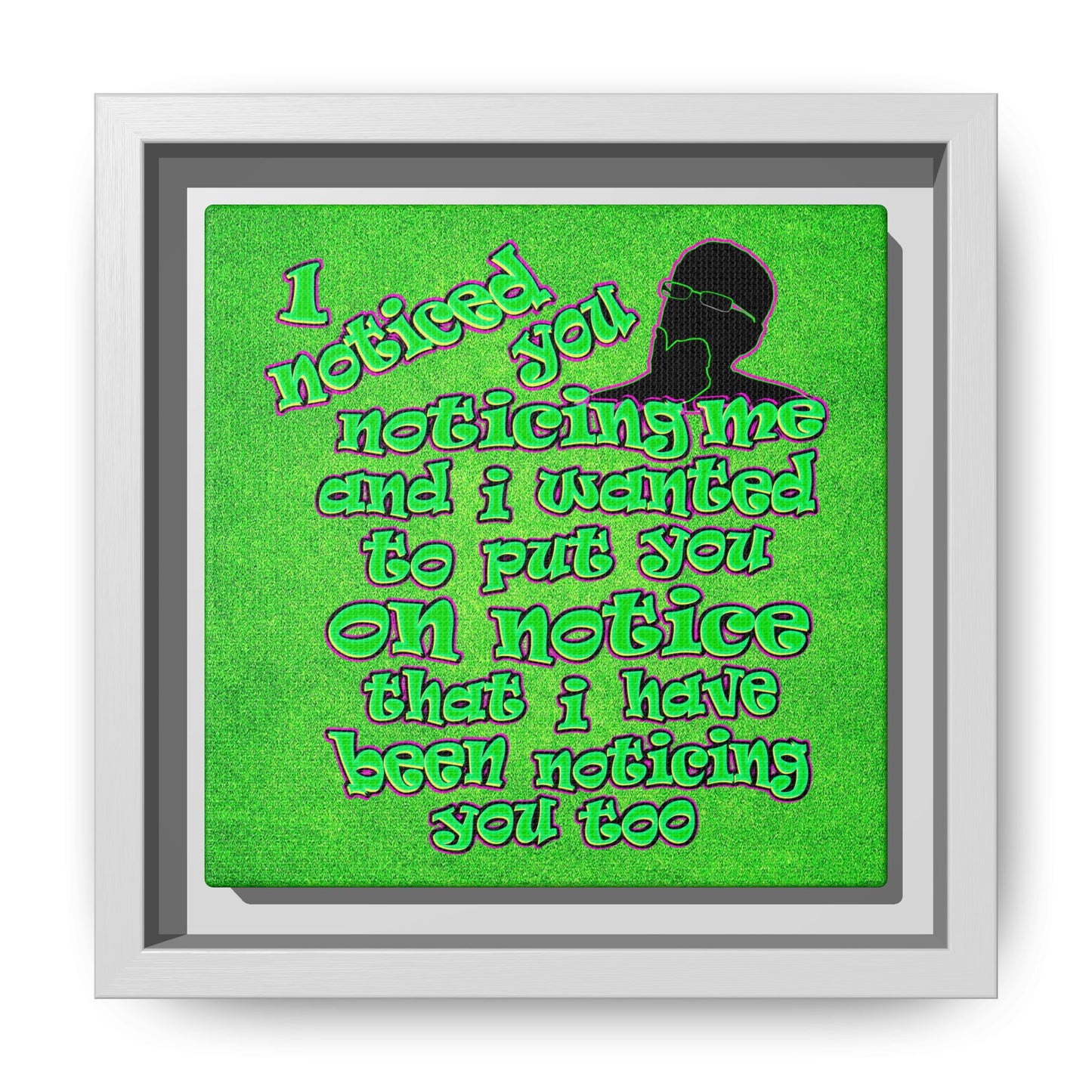 noticed you noticing - framed canvas art (green turf)