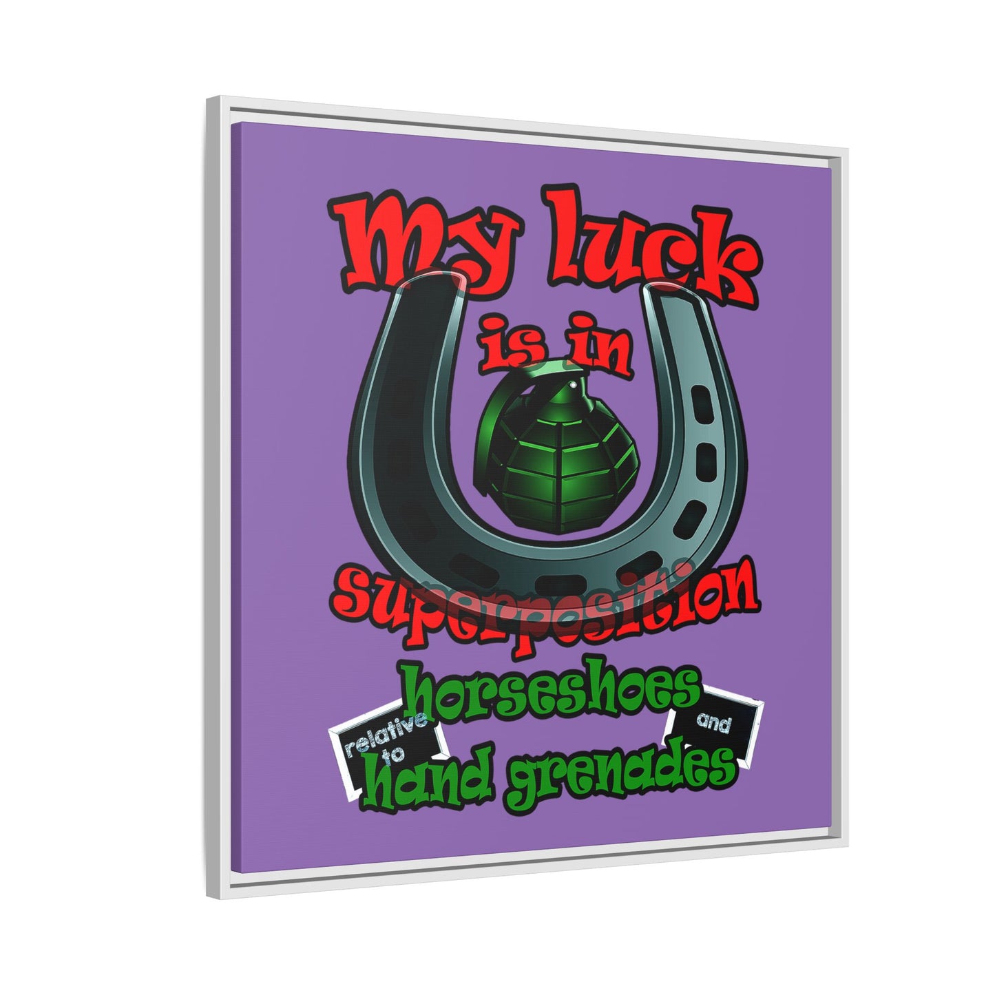 my luck - framed canvas art (light purple)