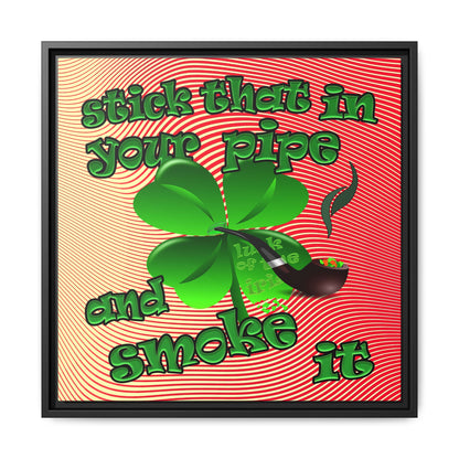 stick that in your pipe and smoke it - framed canvas art (yellow-orange wave)