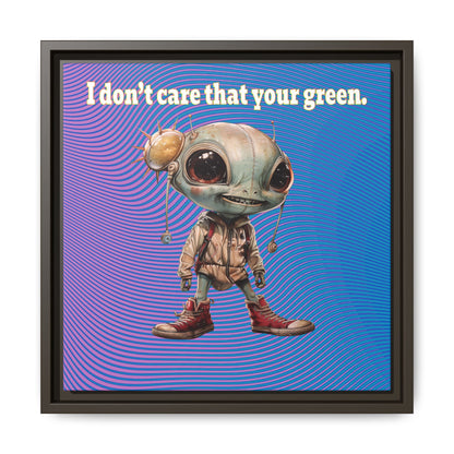 I don't care that your green - framed canvas art (light blue-purple wave)