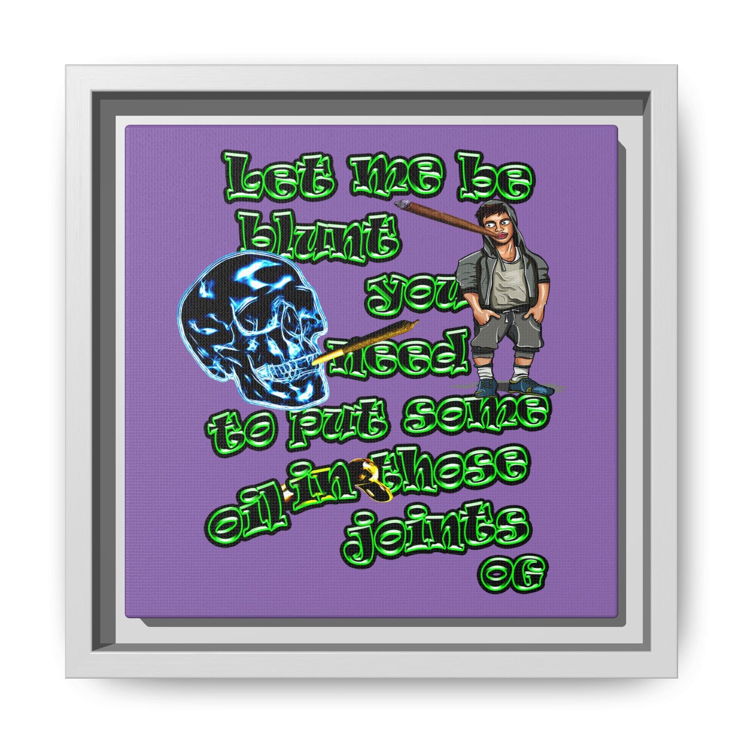 og - framed canvas art (light purple)