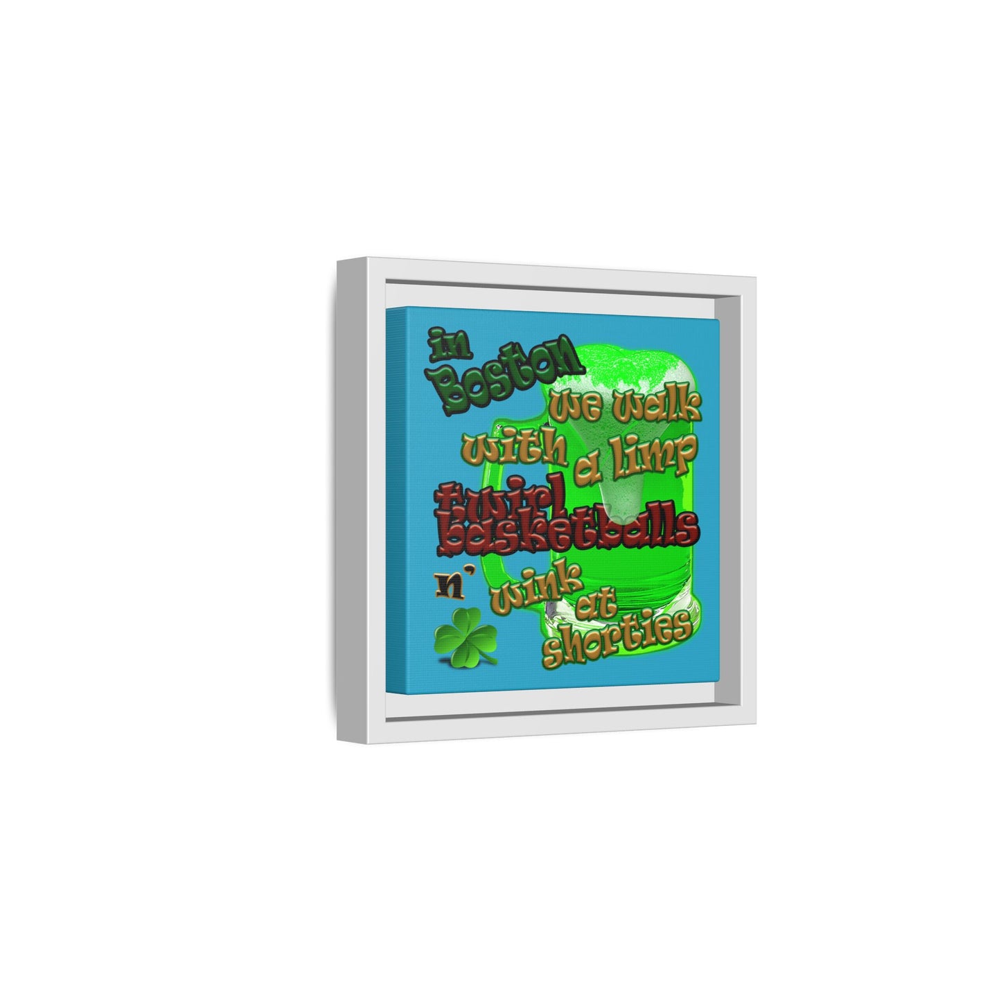 celtics logo - framed canvas art (turquoise)