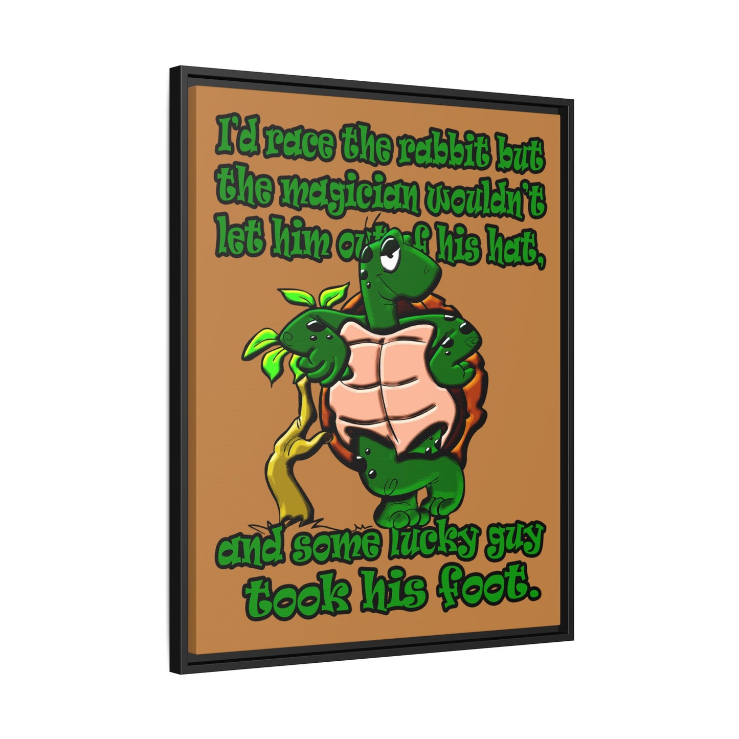 turtle race - framed canvas art (light brown)
