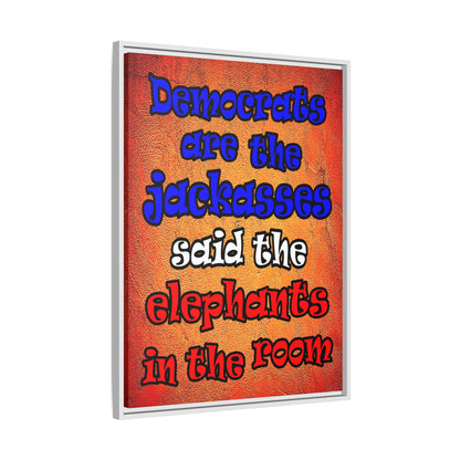 donkeys and elephants - framed canvas art (burnt orange)