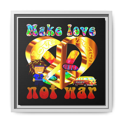 love peace - framed canvas art (black)