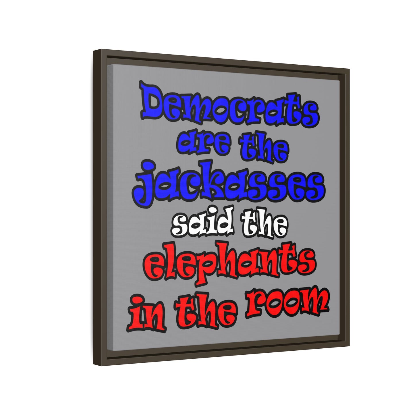 donkeys and elephants - framed canvas art (grey)