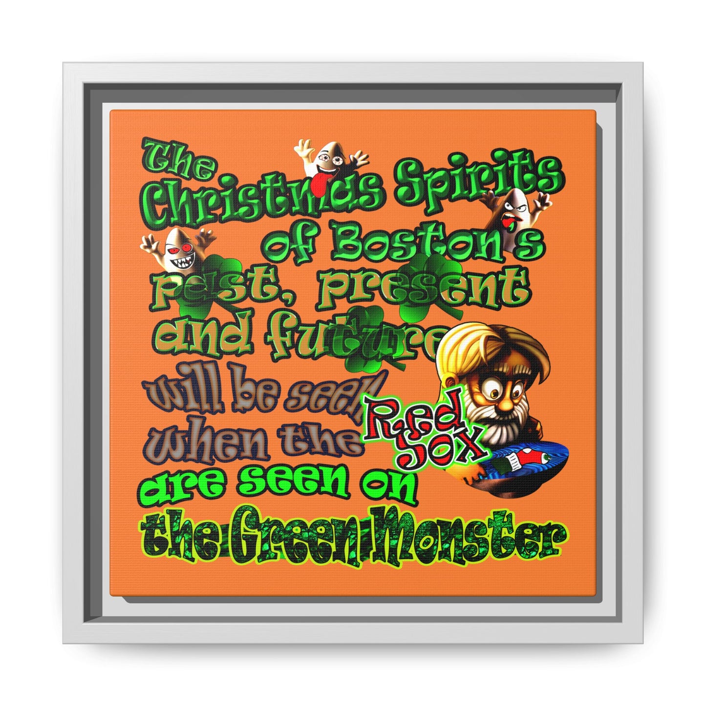 christmas spirits of boston - framed canvas art (crusta)