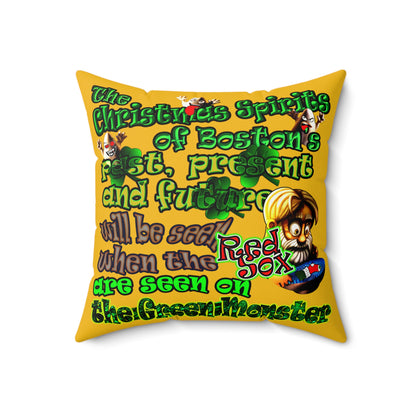christmas spirits of boston - Faux Suede Square Pillow - (yellow)