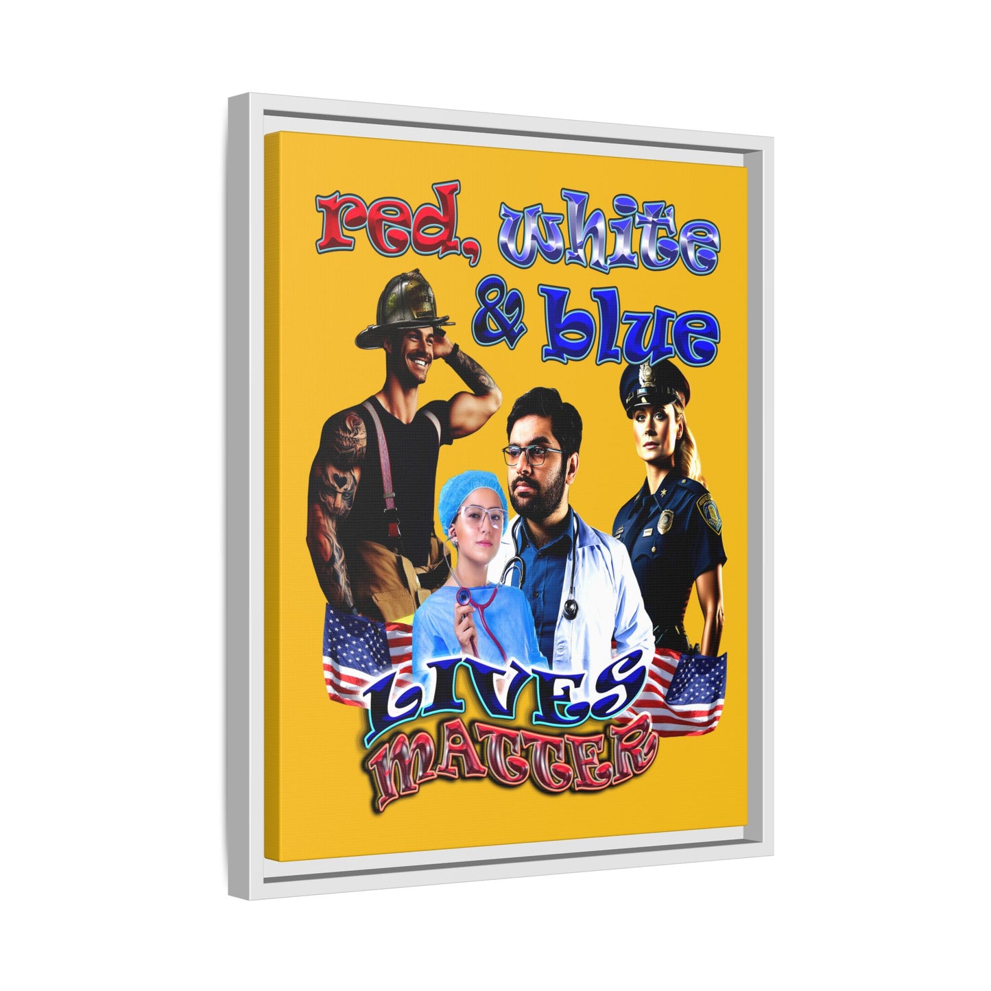 rw&b lives matter - framed canvas art (yellow)