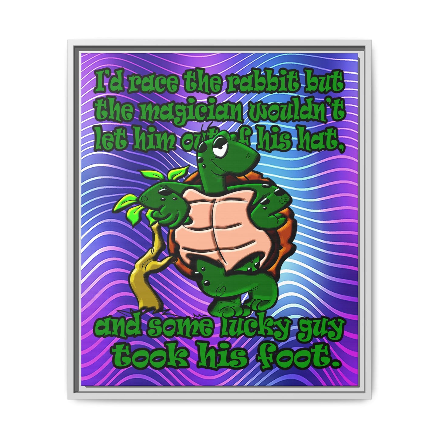 turtle race - framed canvas art (purple wave)