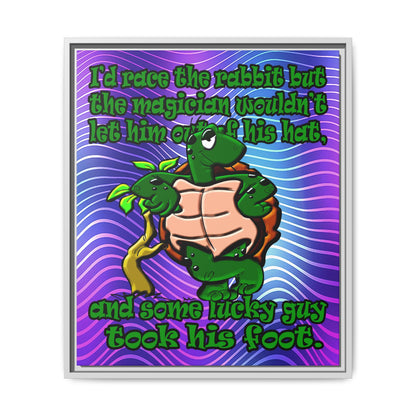 turtle race - framed canvas art (purple wave)