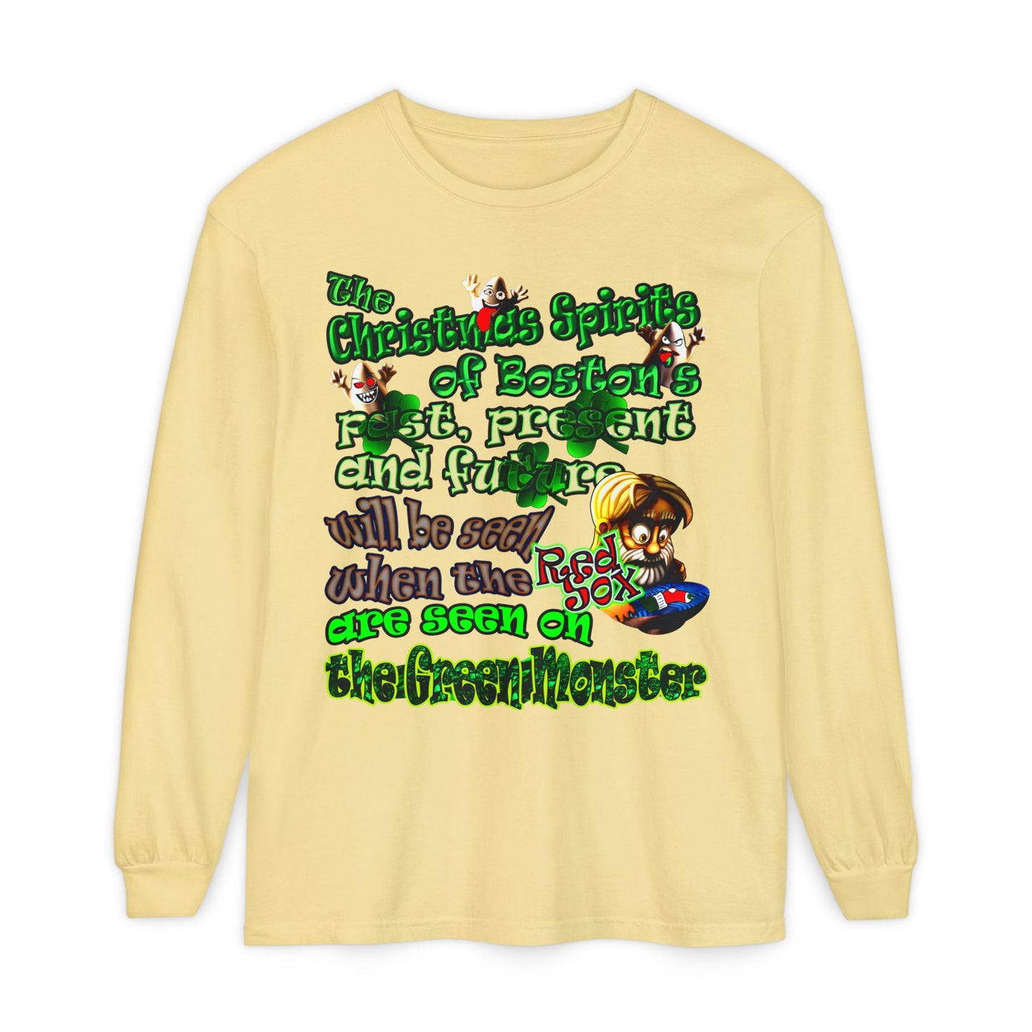 christmas spirits of boston - Unisex Garment-dyed Long Sleeve T-Shirt