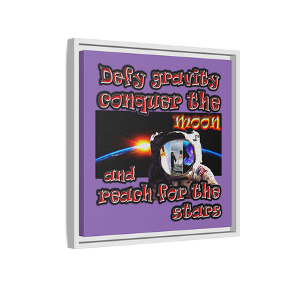 defy conquer reach - framed canvas art (light purple)