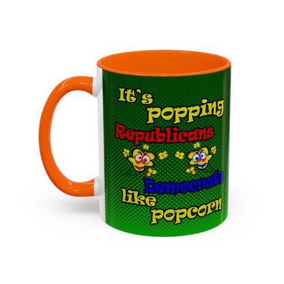 popping like popcorn - Accent Mug (logo green)