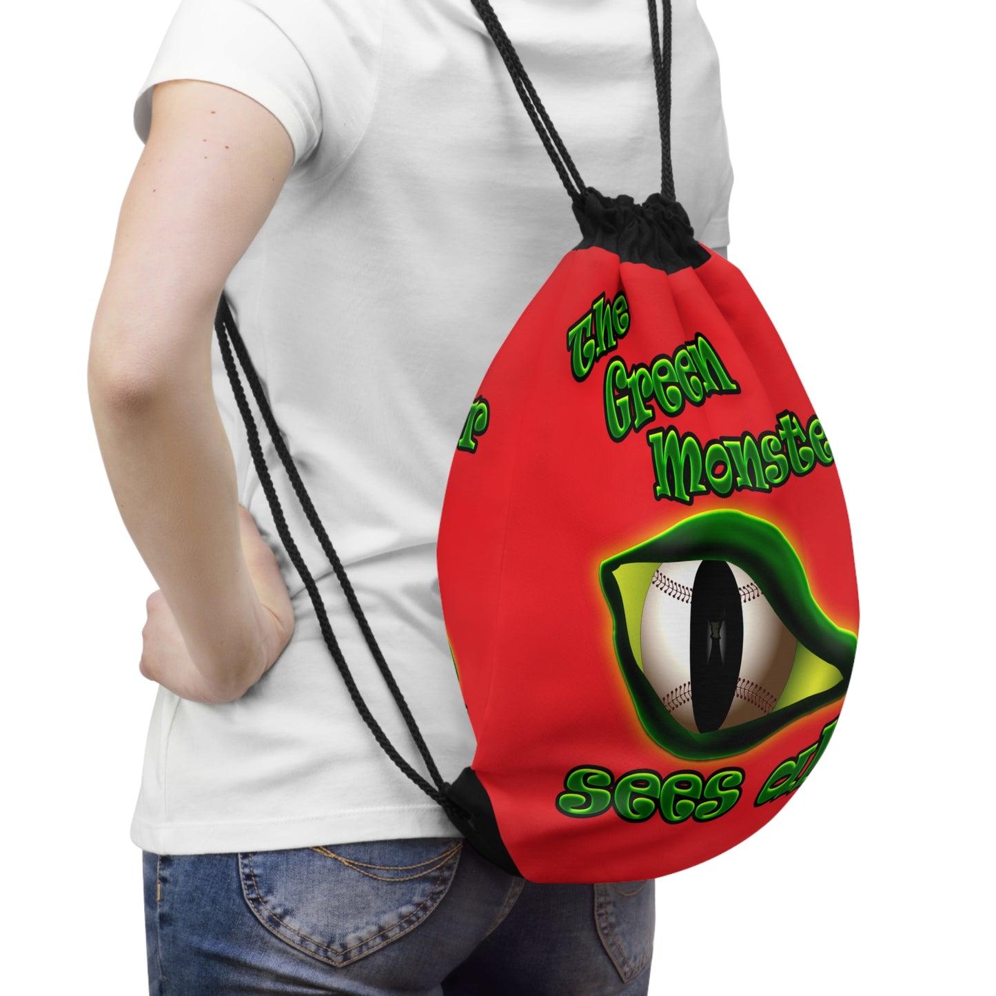 green monster - Drawstring Bag (red)