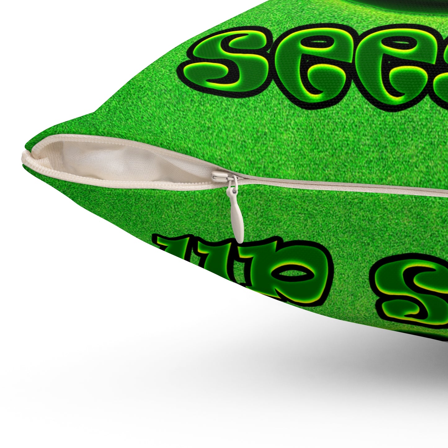 green monster - Spun Polyester Square Pillow - (green turf)