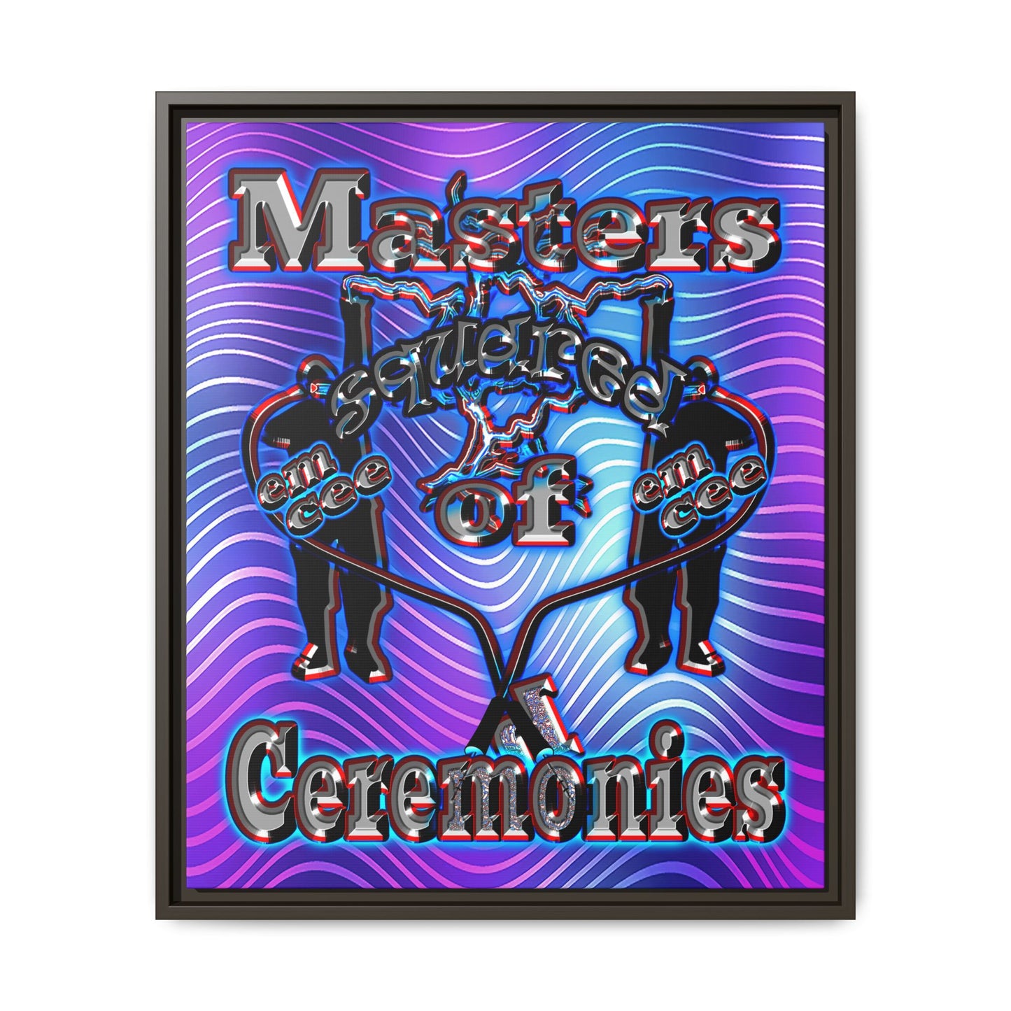 em cee squared - framed canvas art (purple wave)