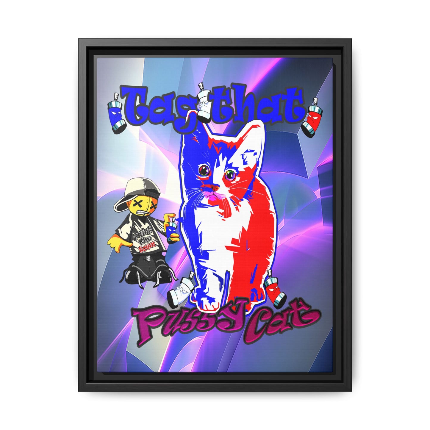 tag that - framed canvas art (grey-pink wave)