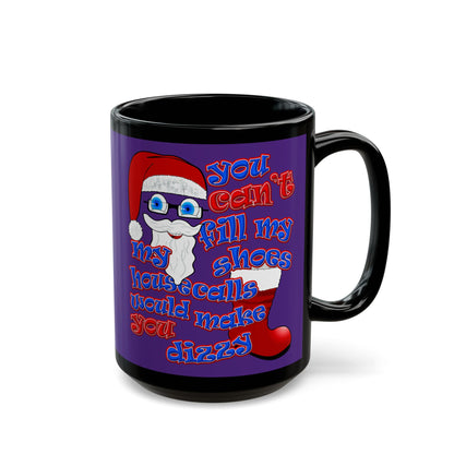 santa's shoes - Black Mug (purple)
