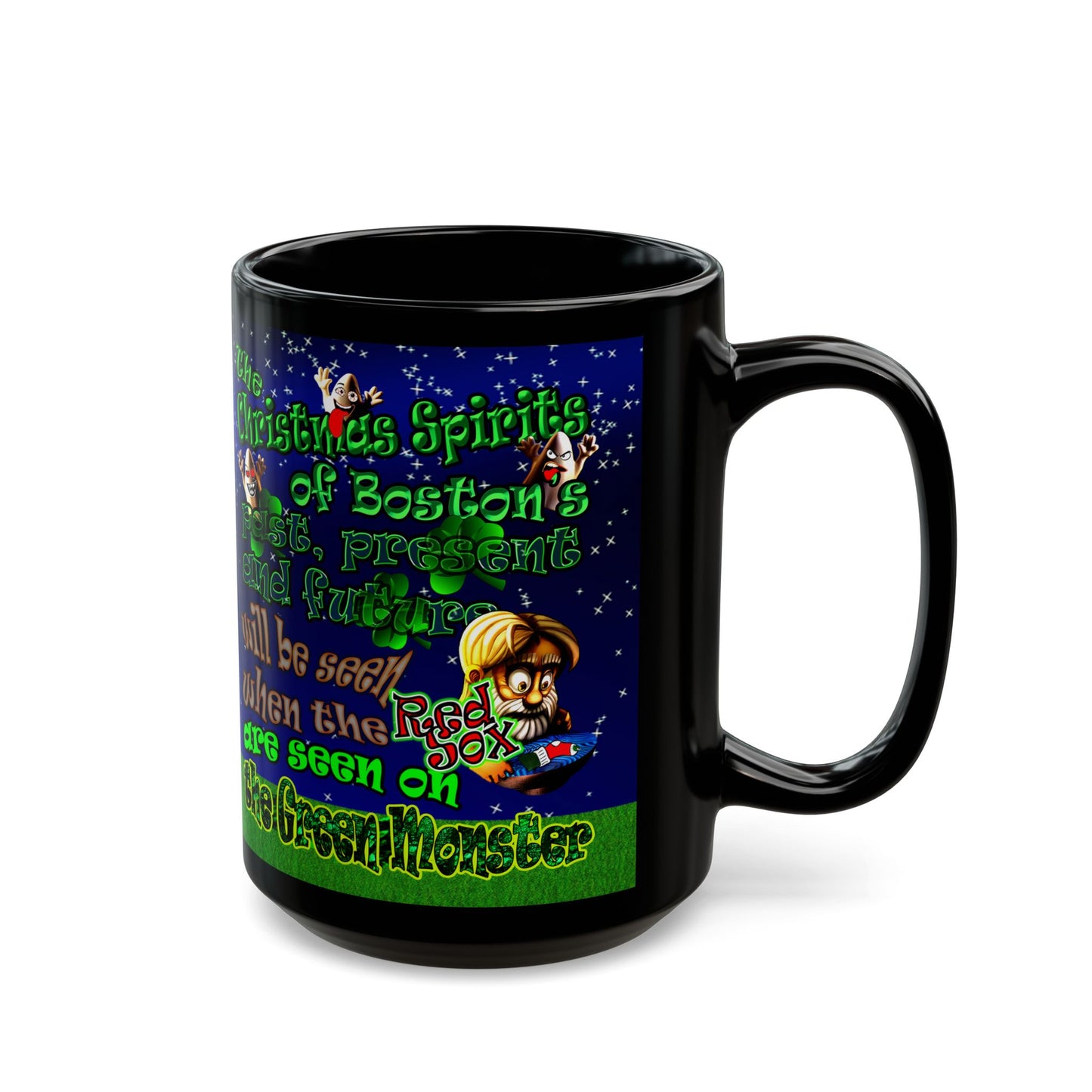 christmas spirits of boston - Black Mug ('snoops' background)