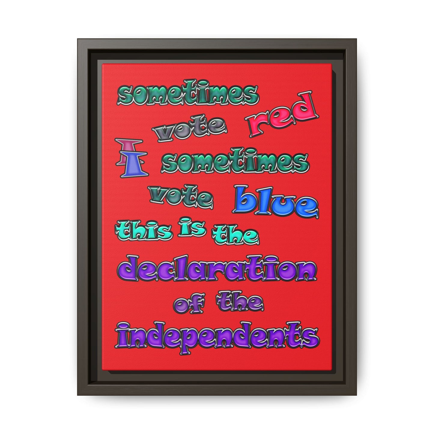 declaration of the independents - framed canvas art (red)