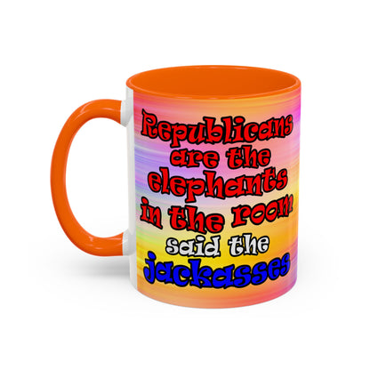 donkeys and elephants - Accent Mug (color blur)