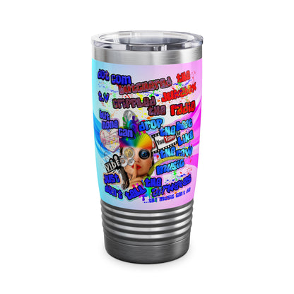 drop the beat - Ringneck Tumbler, 20oz  (light blue-pink wave)
